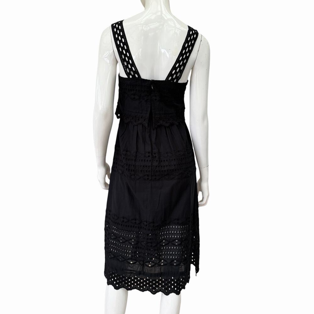 J. Crew Black Cotton Eyelet Tiered Dress, Size 00 - Picture 7 of 8